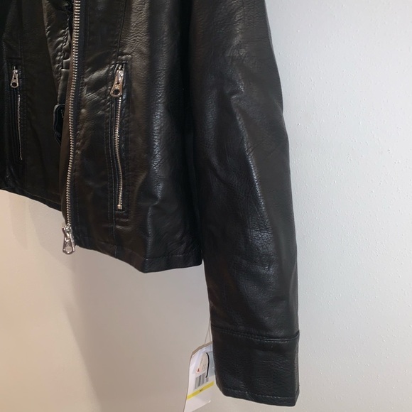 JESSICA SIMPSON moto ruffle leather jacket - Picture 8 of 11